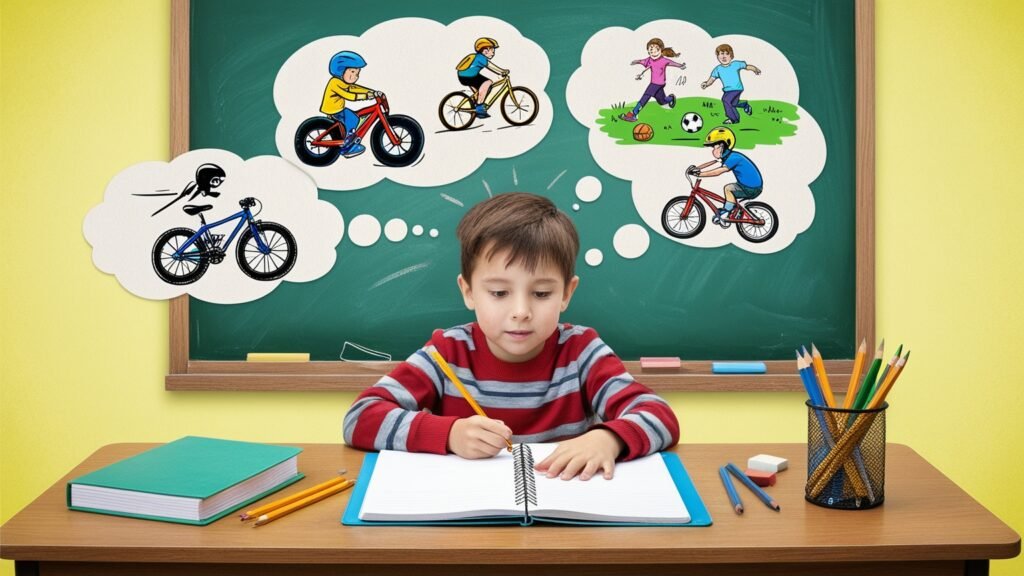 Criança com TDAH tendo dificuldades para estudar